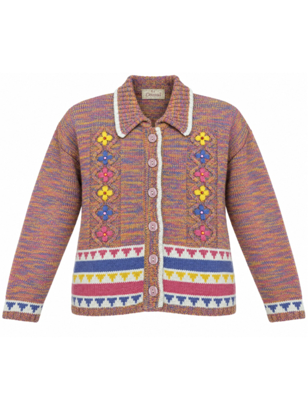 Women's Dittos Multi-color Floral Knit Cardigan Sweater
